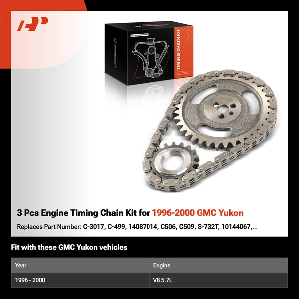 3 Pcs Engine Timing Chain Kit for 1996-2000 GMC Yukon