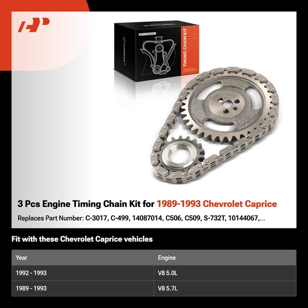 3 Pcs Engine Timing Chain Kit for 1989-1993 Chevrolet Caprice