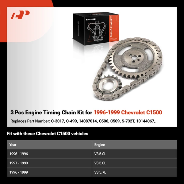 3 Pcs Engine Timing Chain Kit for 1996-1999 Chevrolet C1500