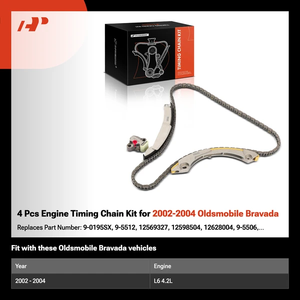 4 Pcs Engine Timing Chain Kit for 2002-2004 Oldsmobile Bravada