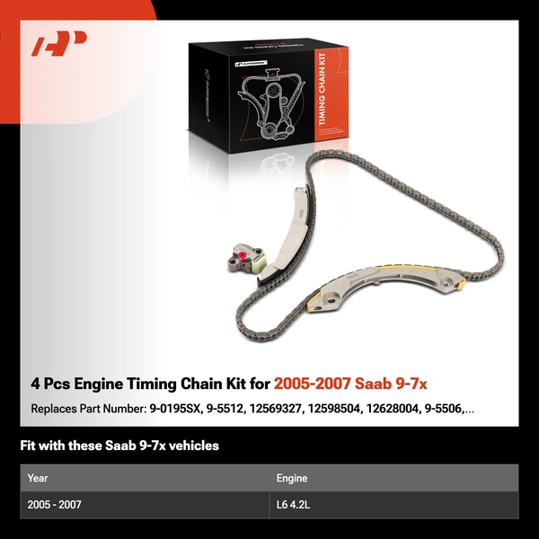 4 Pcs Engine Timing Chain Kit for 2005-2007 Saab 9-7x