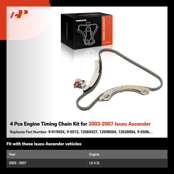 4 Pcs Engine Timing Chain Kit for 2003-2007 Isuzu Ascender