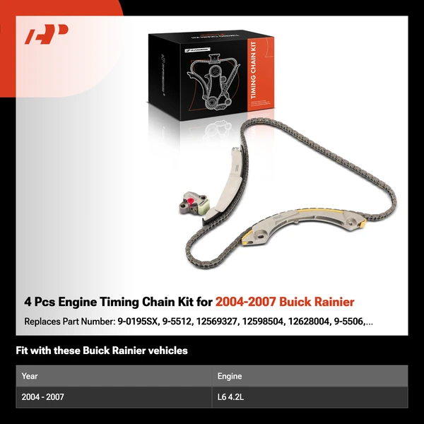4 Pcs Engine Timing Chain Kit for 2004-2007 Buick Rainier