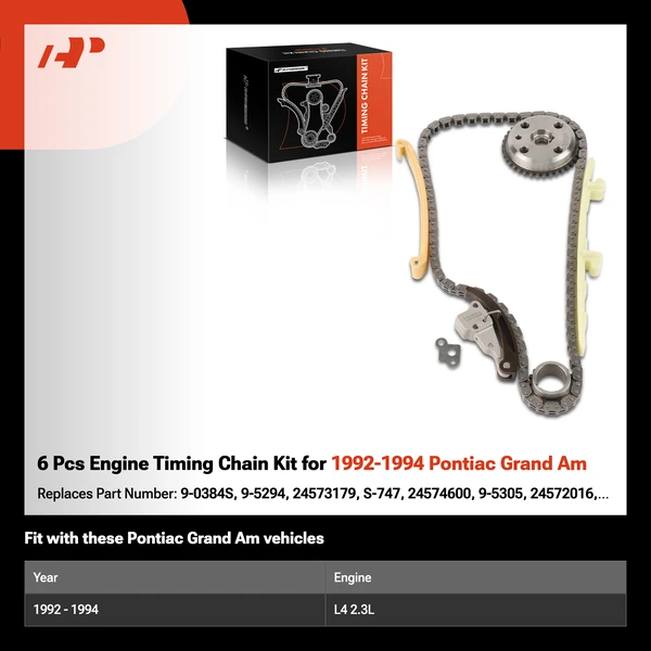 6 Pcs Engine Timing Chain Kit for 1992-1994 Pontiac Grand Am