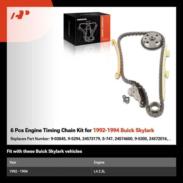 6 Pcs Engine Timing Chain Kit for 1992-1994 Buick Skylark