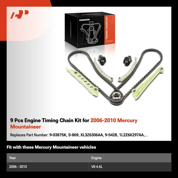 9 Pcs Engine Timing Chain Kit for 2006-2010 Mercury Mountaineer