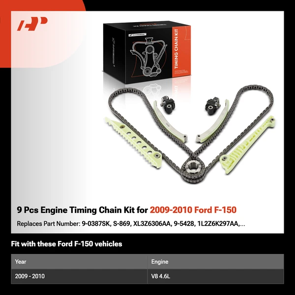 9 Pcs Engine Timing Chain Kit for 2009-2010 Ford F-150