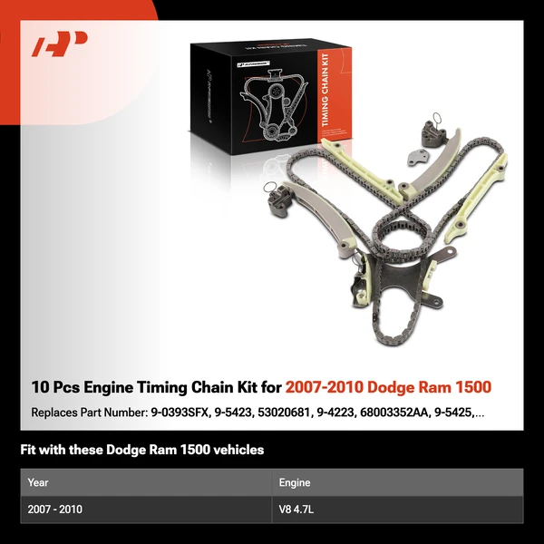 10 Pcs Engine Timing Chain Kit for 2007-2010 Dodge Ram 1500