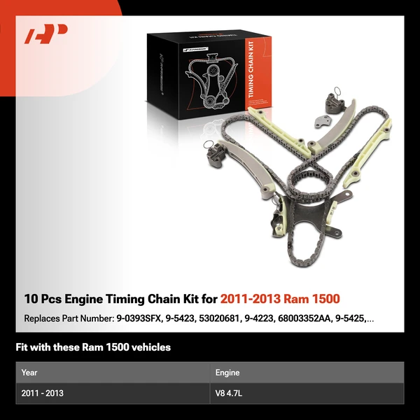 10 Pcs Engine Timing Chain Kit for 2011-2013 Ram 1500