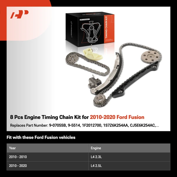 8 Pcs Engine Timing Chain Kit for 2010-2020 Ford Fusion