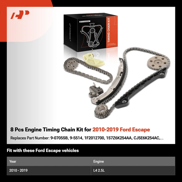 8 Pcs Engine Timing Chain Kit for 2010-2019 Ford Escape