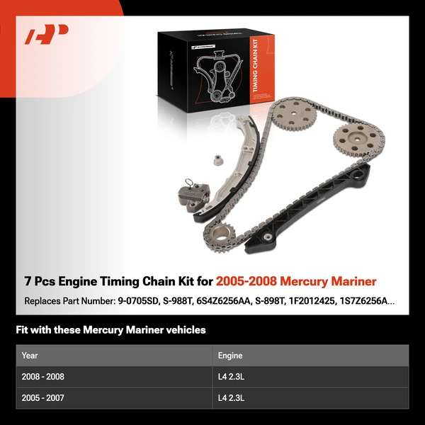 7 Pcs Engine Timing Chain Kit for 2005-2008 Mercury Mariner