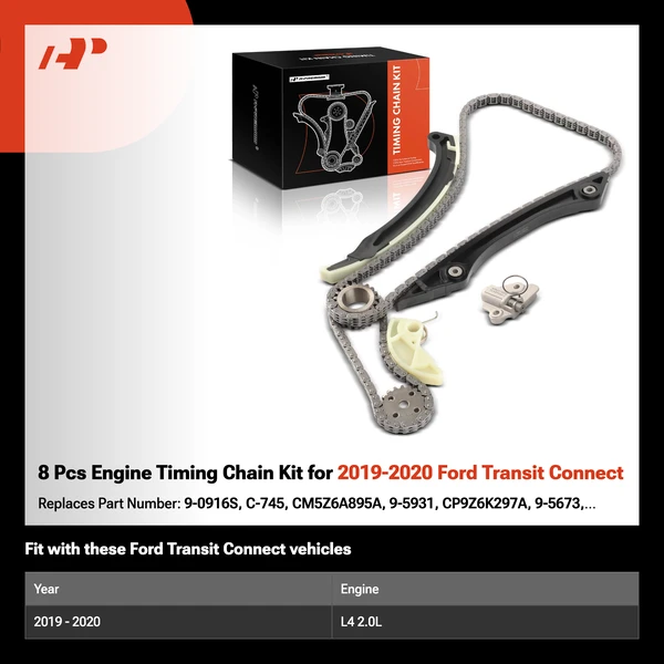 8 Pcs Engine Timing Chain Kit for 2019-2020 Ford Transit Connect