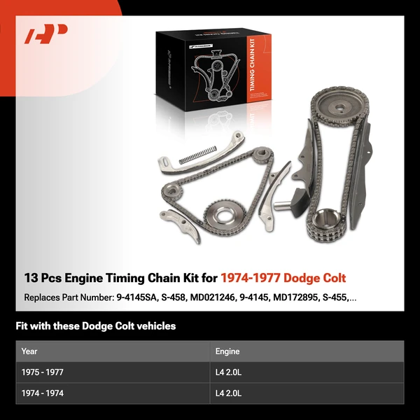 13 Pcs Engine Timing Chain Kit for 1974-1977 Dodge Colt