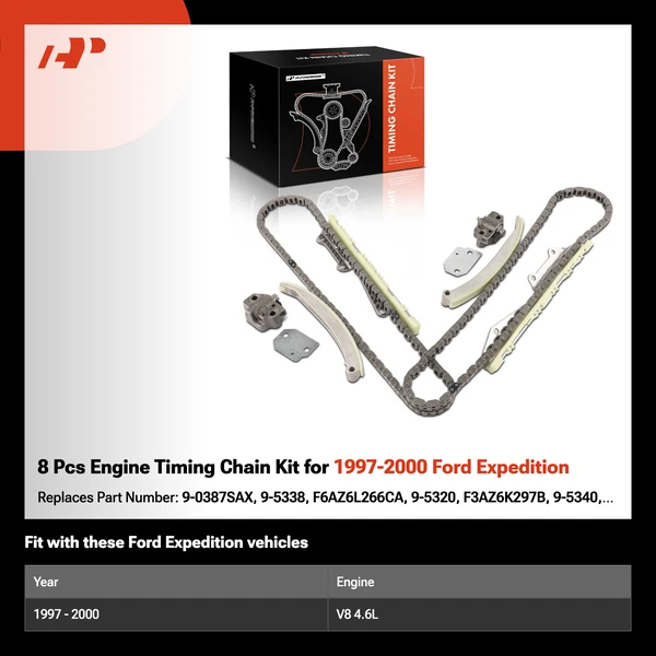 8 Pcs Engine Timing Chain Kit for 1997-2000 Ford Expedition