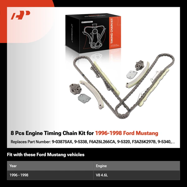 8 Pcs Engine Timing Chain Kit for 1996-1998 Ford Mustang