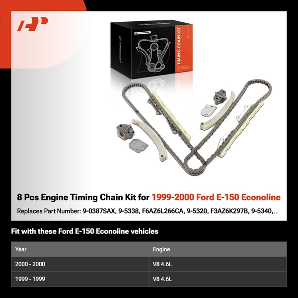 8 Pcs Engine Timing Chain Kit for 1999-2000 Ford E-150 Econoline