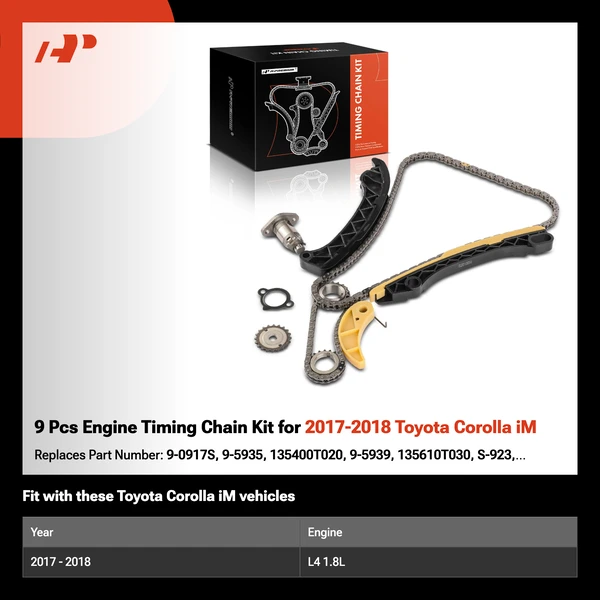 9 Pcs Engine Timing Chain Kit for 2017-2018 Toyota Corolla iM