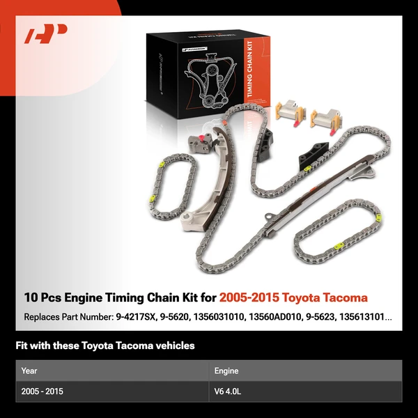 10 Pcs Engine Timing Chain Kit for 2005-2015 Toyota Tacoma