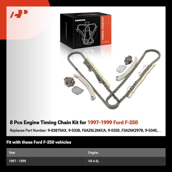 8 Pcs Engine Timing Chain Kit for 1997-1999 Ford F-250