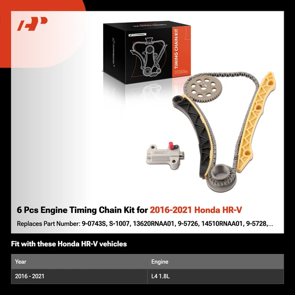 6 Pcs Engine Timing Chain Kit for 2016-2021 Honda HR-V