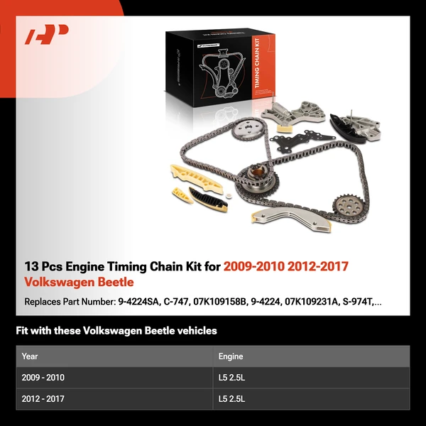 13 Pcs Engine Timing Chain Kit for 2009-2010 2012-2017 Volkswagen Beetle