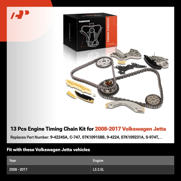 13 Pcs Engine Timing Chain Kit for 2008-2017 Volkswagen Jetta
