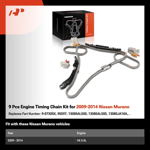 9 Pcs Engine Timing Chain Kit for 2009-2014 Nissan Murano