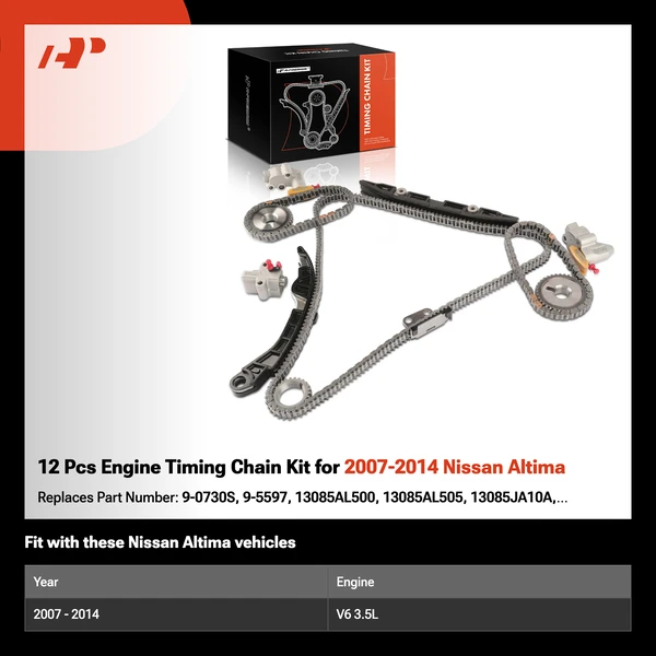 12 Pcs Engine Timing Chain Kit for 2007-2014 Nissan Altima
