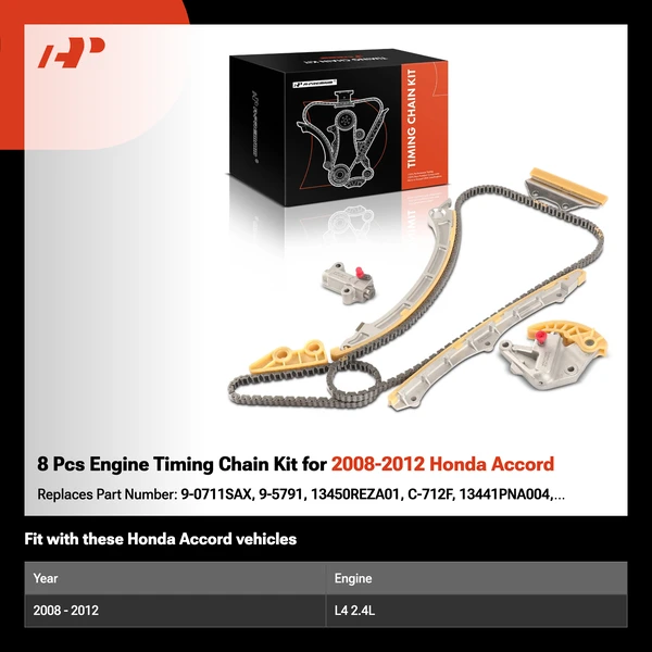 8 Pcs Engine Timing Chain Kit for 2008-2012 Honda Accord