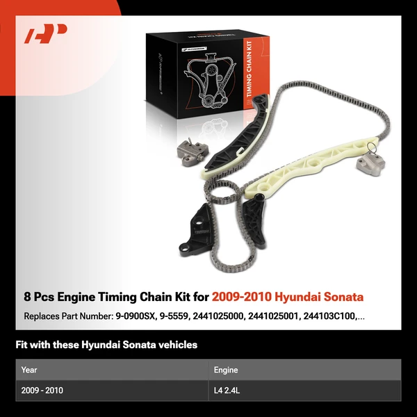 8 Pcs Engine Timing Chain Kit for 2009-2010 Hyundai Sonata