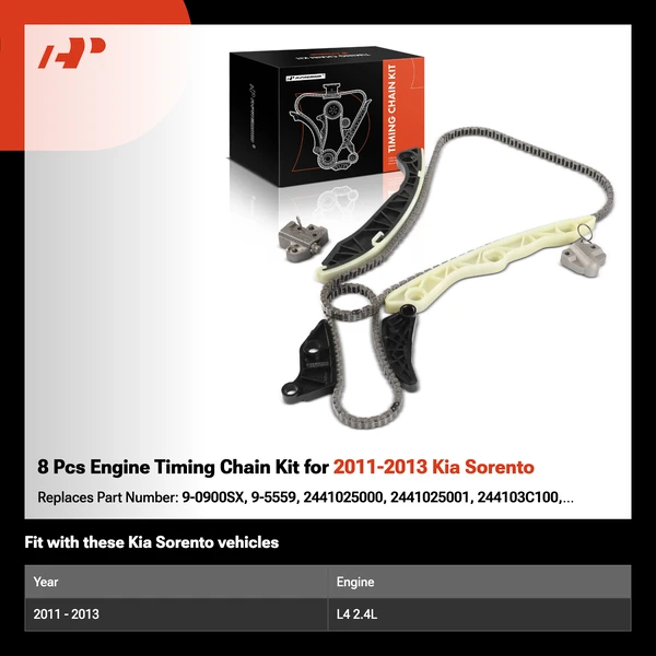 8 Pcs Engine Timing Chain Kit for 2011-2013 Kia Sorento