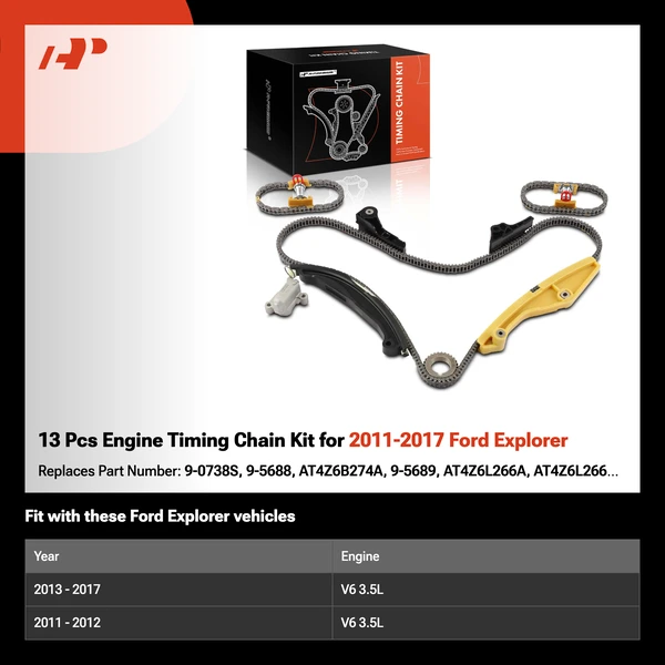 13 Pcs Engine Timing Chain Kit for 2011-2017 Ford Explorer