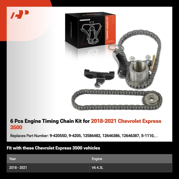 6 Pcs Engine Timing Chain Kit for 2018-2021 Chevrolet Express 3500