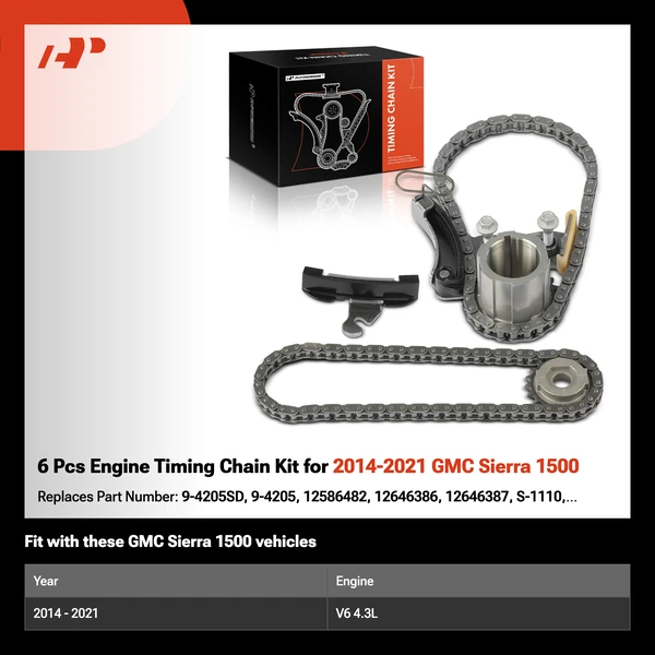 6 Pcs Engine Timing Chain Kit for 2014-2021 GMC Sierra 1500