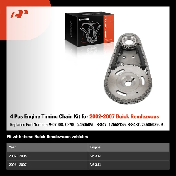 4 Pcs Engine Timing Chain Kit for 2002-2007 Buick Rendezvous