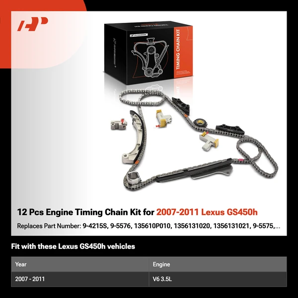12 Pcs Engine Timing Chain Kit for 2007-2011 Lexus GS450h