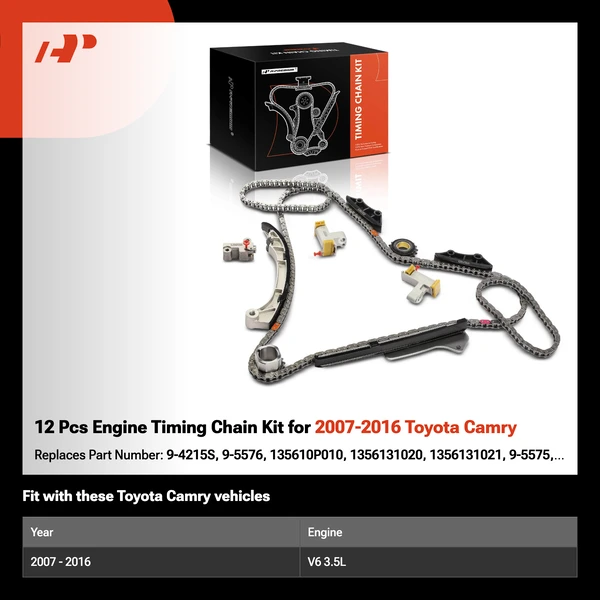 12 Pcs Engine Timing Chain Kit for 2007-2016 Toyota Camry