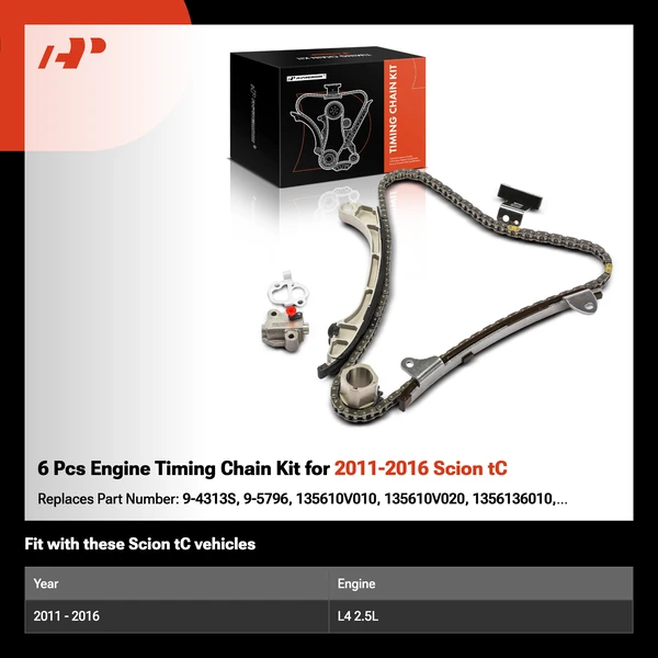 6 Pcs Engine Timing Chain Kit for 2011-2016 Scion tC