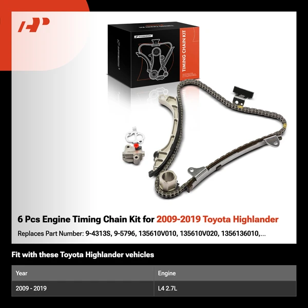 6 Pcs Engine Timing Chain Kit for 2009-2019 Toyota Highlander