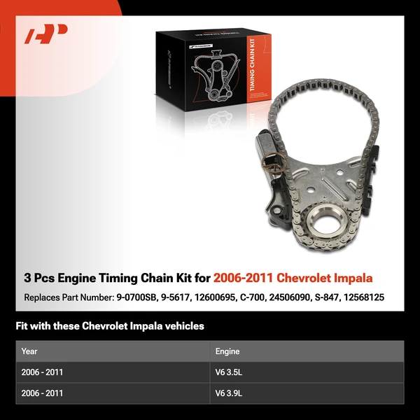 3 Pcs Engine Timing Chain Kit for 2006-2011 Chevrolet Impala