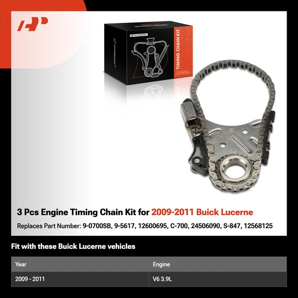 3 Pcs Engine Timing Chain Kit for 2009-2011 Buick Lucerne