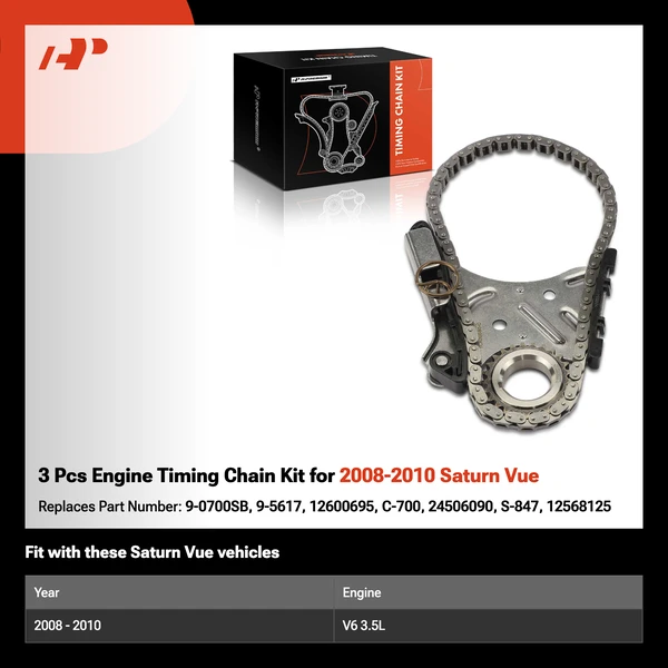 3 Pcs Engine Timing Chain Kit for 2008-2010 Saturn Vue