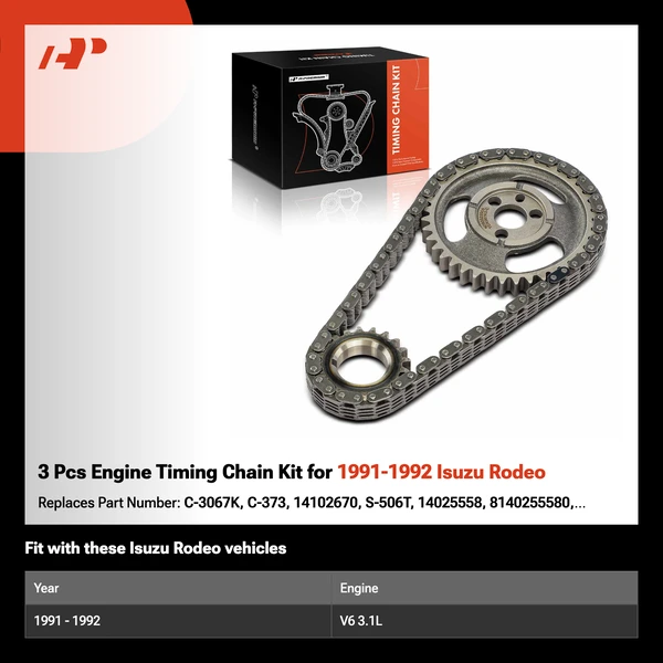 3 Pcs Engine Timing Chain Kit for 1991-1992 Isuzu Rodeo