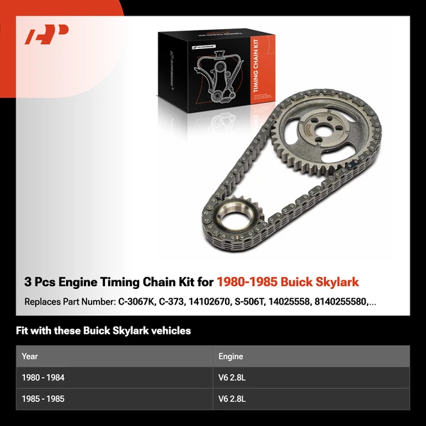 3 Pcs Engine Timing Chain Kit for 1980-1985 Buick Skylark