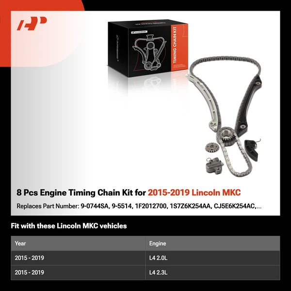 8 Pcs Engine Timing Chain Kit for 2015-2019 Lincoln MKC