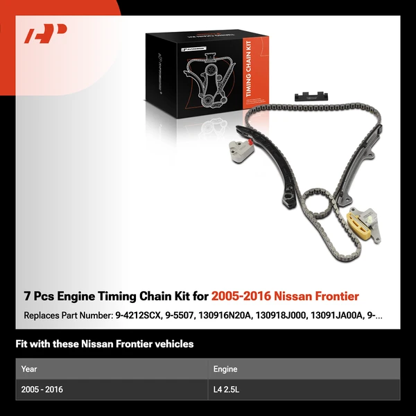 7 Pcs Engine Timing Chain Kit for 2005-2016 Nissan Frontier