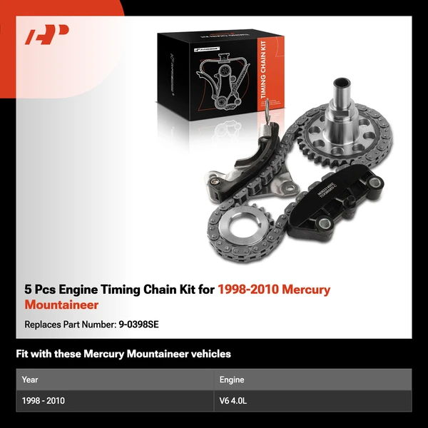 5 Pcs Engine Timing Chain Kit for 1998-2010 Mercury Mountaineer