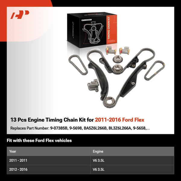 13 Pcs Engine Timing Chain Kit for 2011-2016 Ford Flex