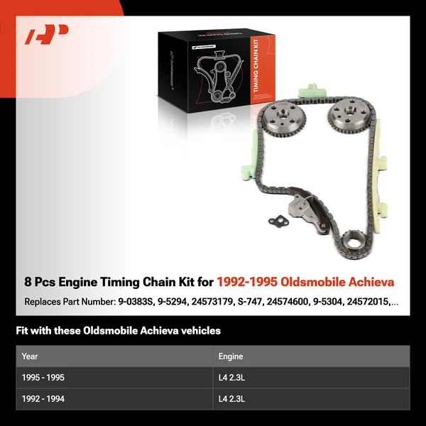 8 Pcs Engine Timing Chain Kit for 1992-1995 Oldsmobile Achieva
